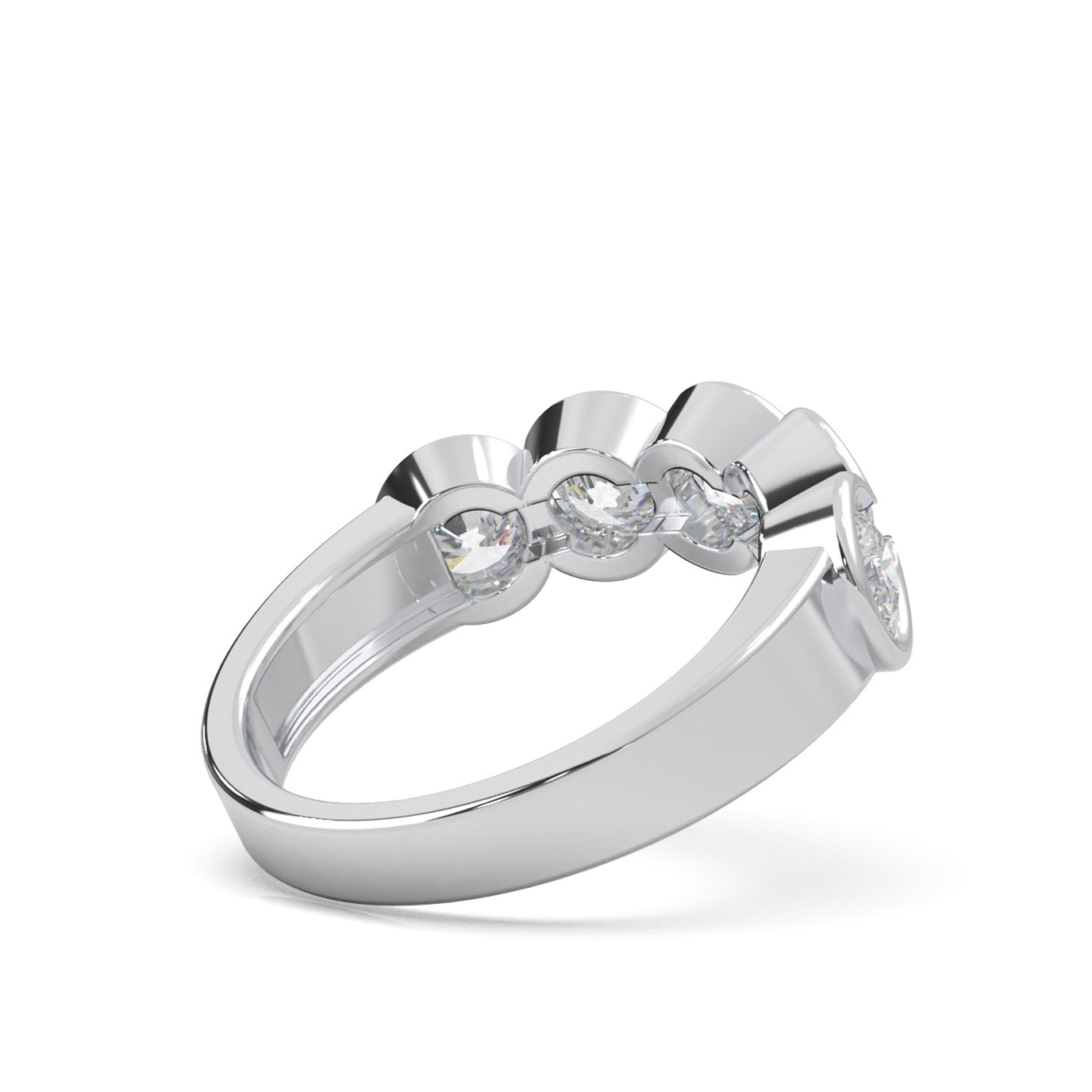 1.40 ct Natural Diamond Round Cut Bezel Wedding Band in 10k White Gold