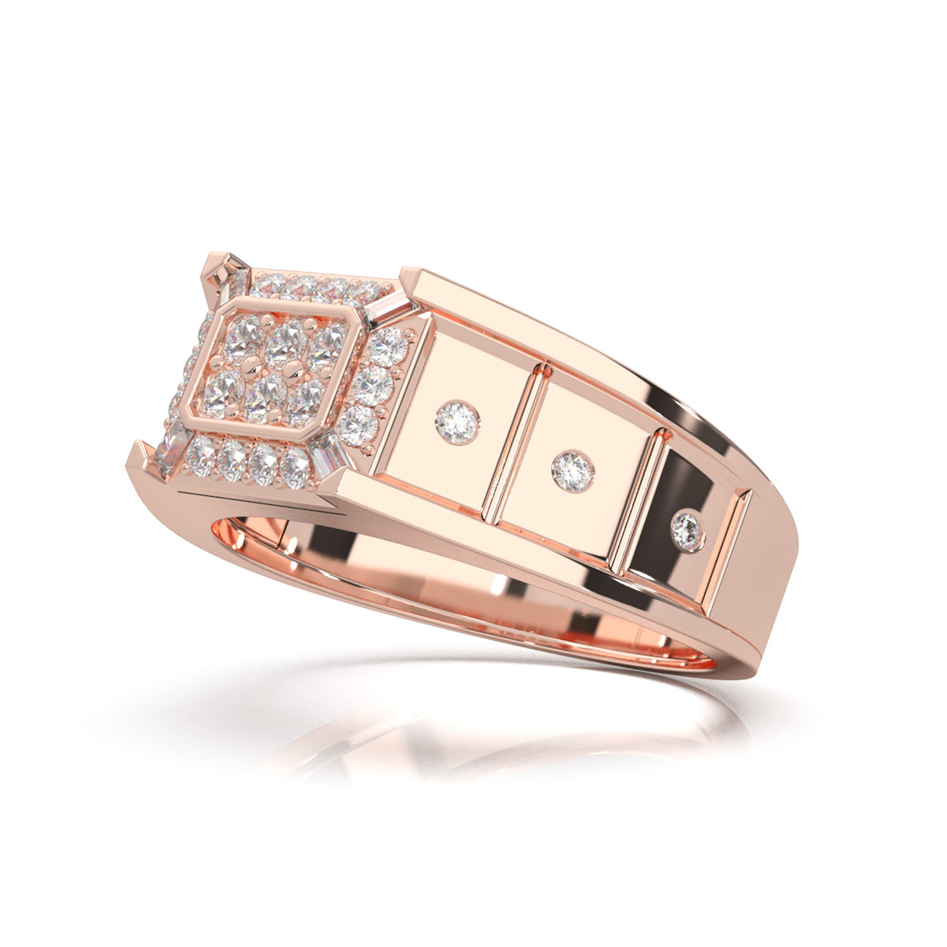 0.66 ct Natural Diamond Mens Rings in 14k Rose Gold