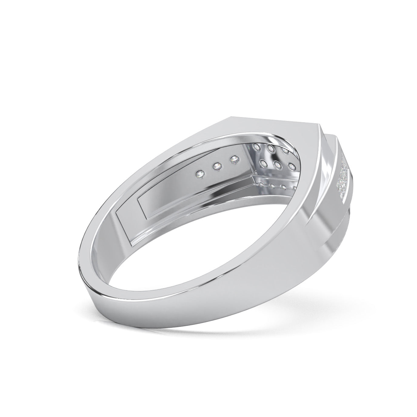 0.50 ct Moissanite Mens Rings in 14k White Gold