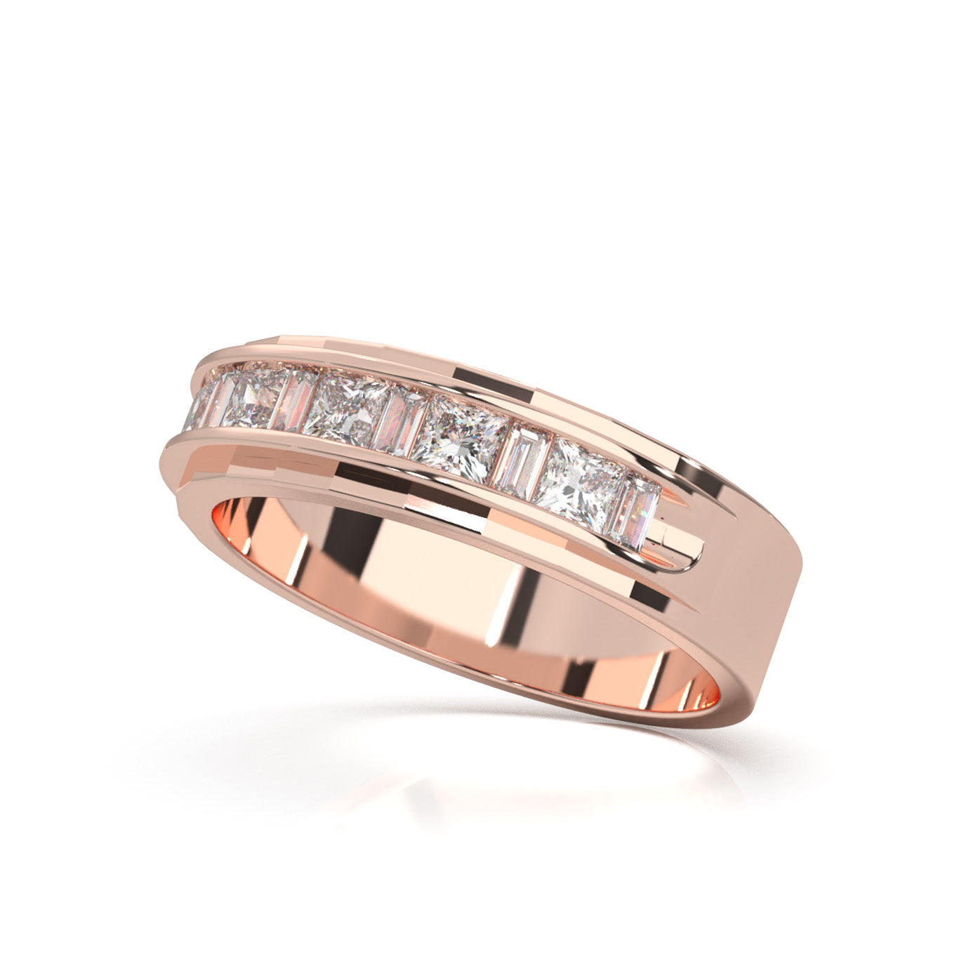 0.80 ct Moissanite Wedding Bands in 14k Rose Gold