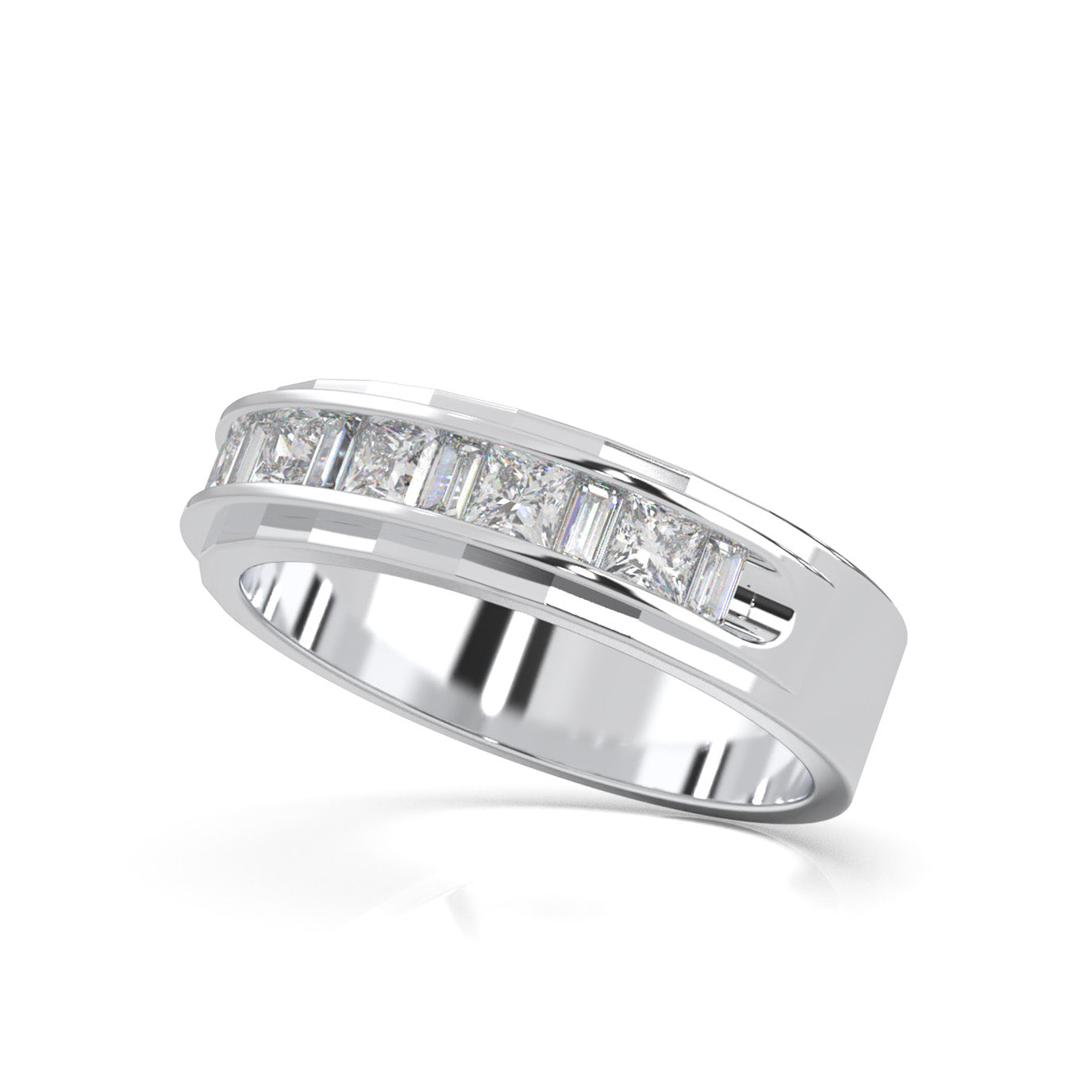0.80 ct Natural Diamond Wedding Bands in 10k White Gold