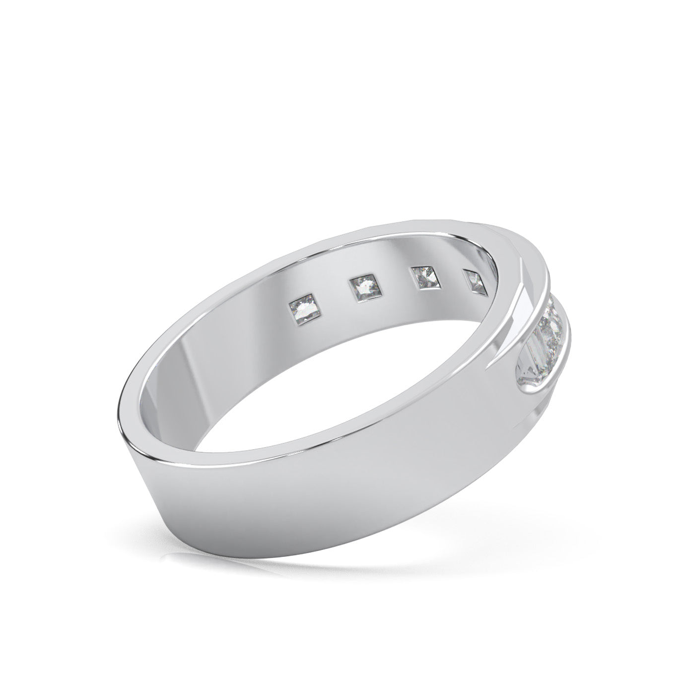 0.80 ct Moissanite Wedding Bands in 10k White Gold