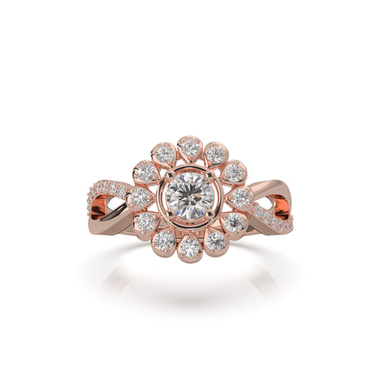 0.85 ct Natural Diamond Fancy Rings in 14k Rose Gold