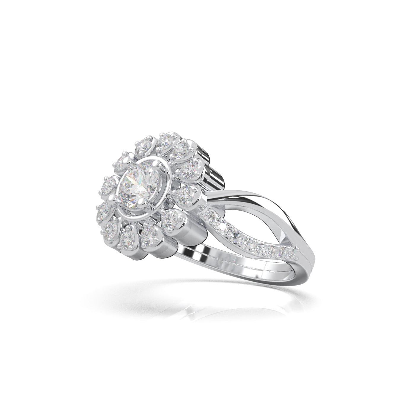 0.85 ct Lab Grown Diamond Fancy Rings in 14k White Gold