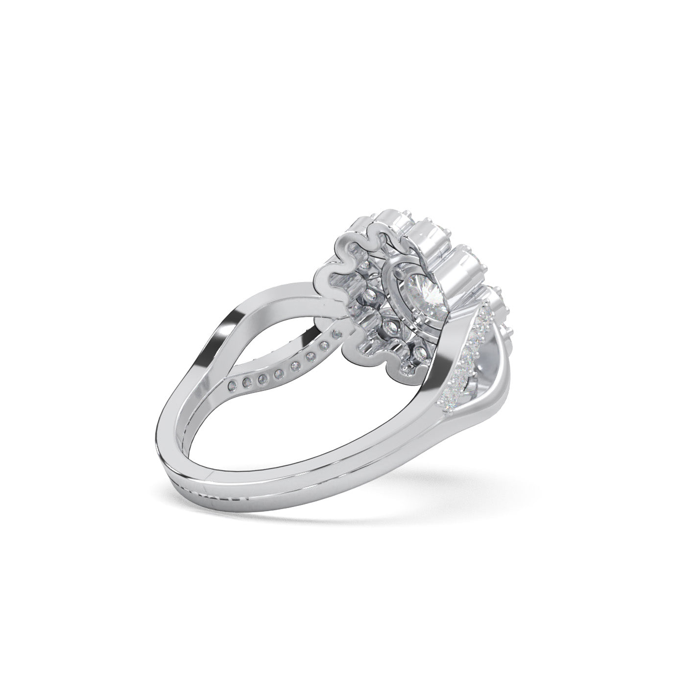 0.85 ct Moissanite Fancy Rings in 14k White Gold