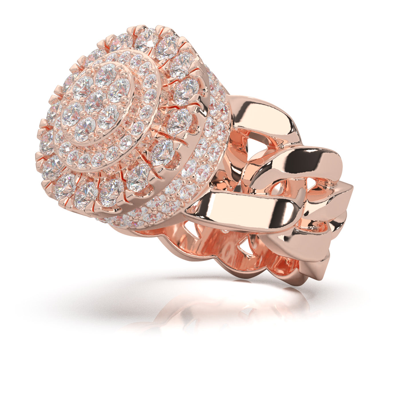 3.80 ct Moissanite Mens Rings in 10k Rose Gold