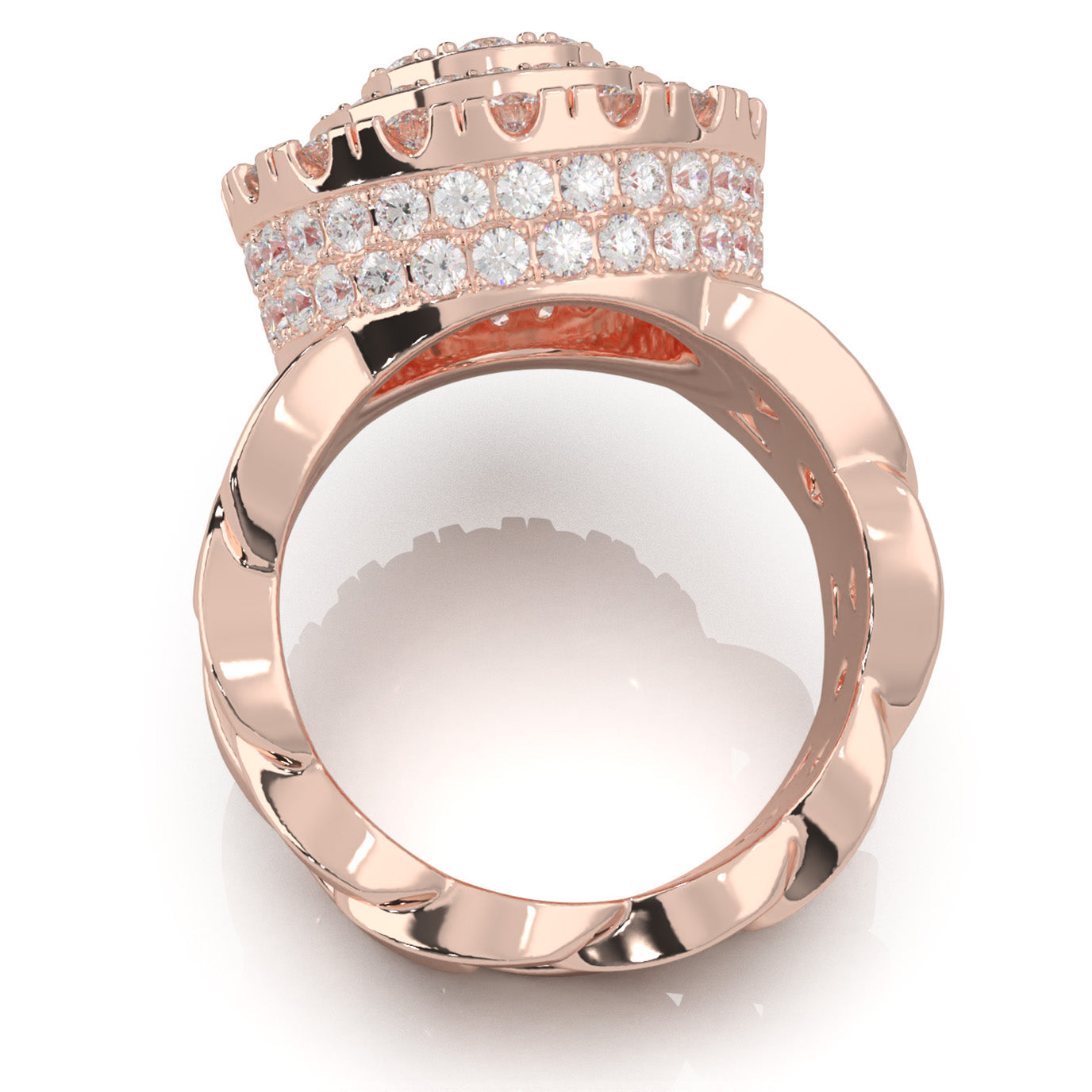 3.80 ct Moissanite Mens Rings in 10k Rose Gold