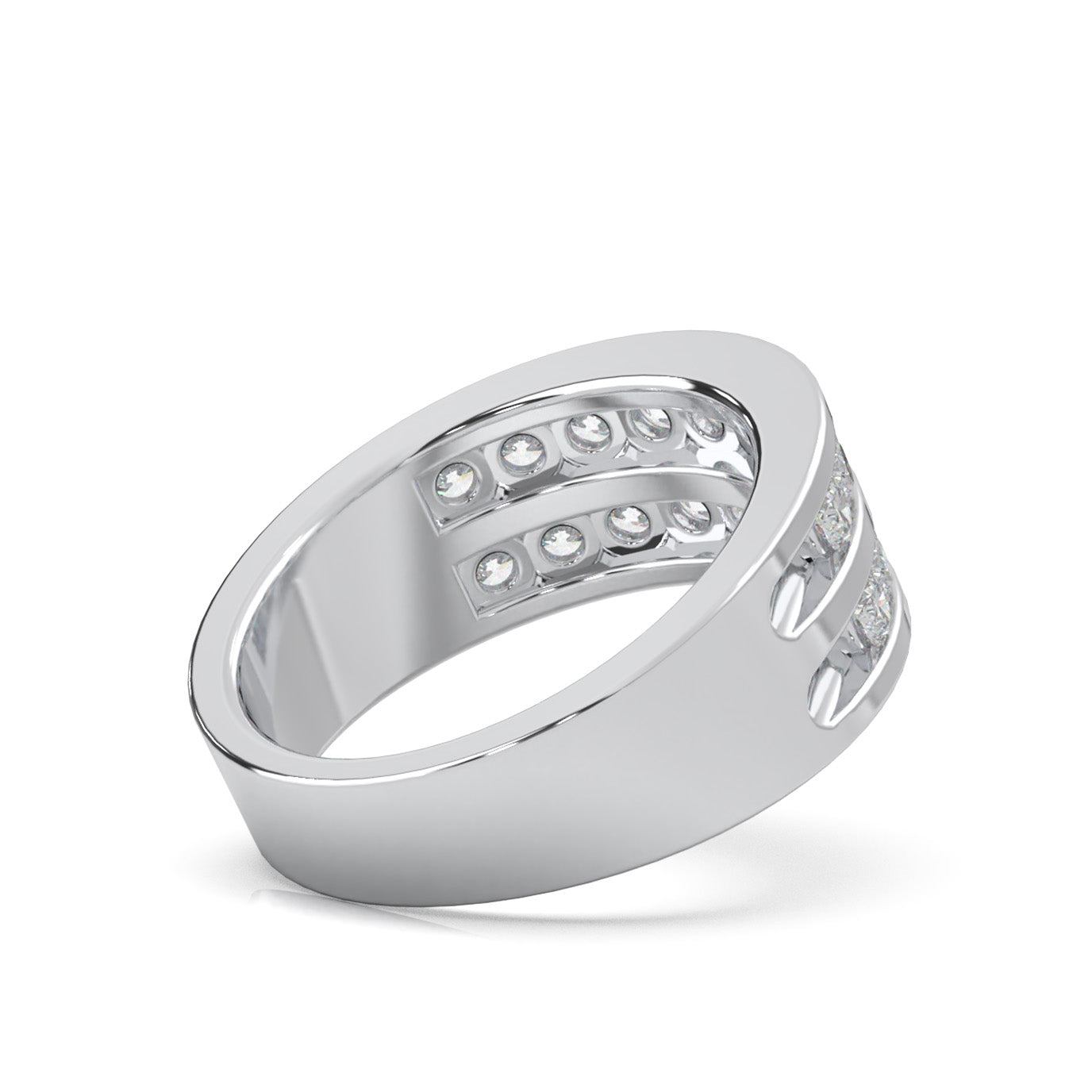 1.20 ct Moissanite 2 Row Round Cut Channel Wedding Band in 10k White Gold