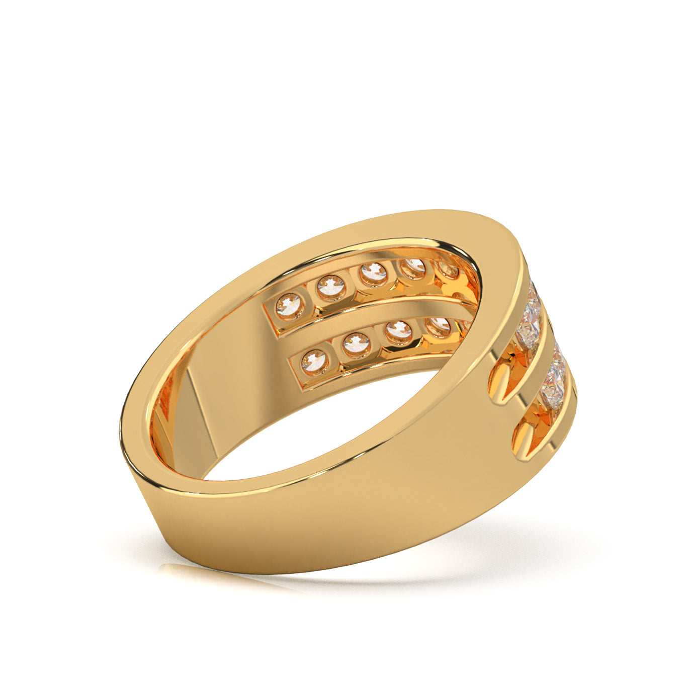 1.20 ct Natural Diamond 2 Row Round Cut Channel Wedding Band in 14k Yellow Gold