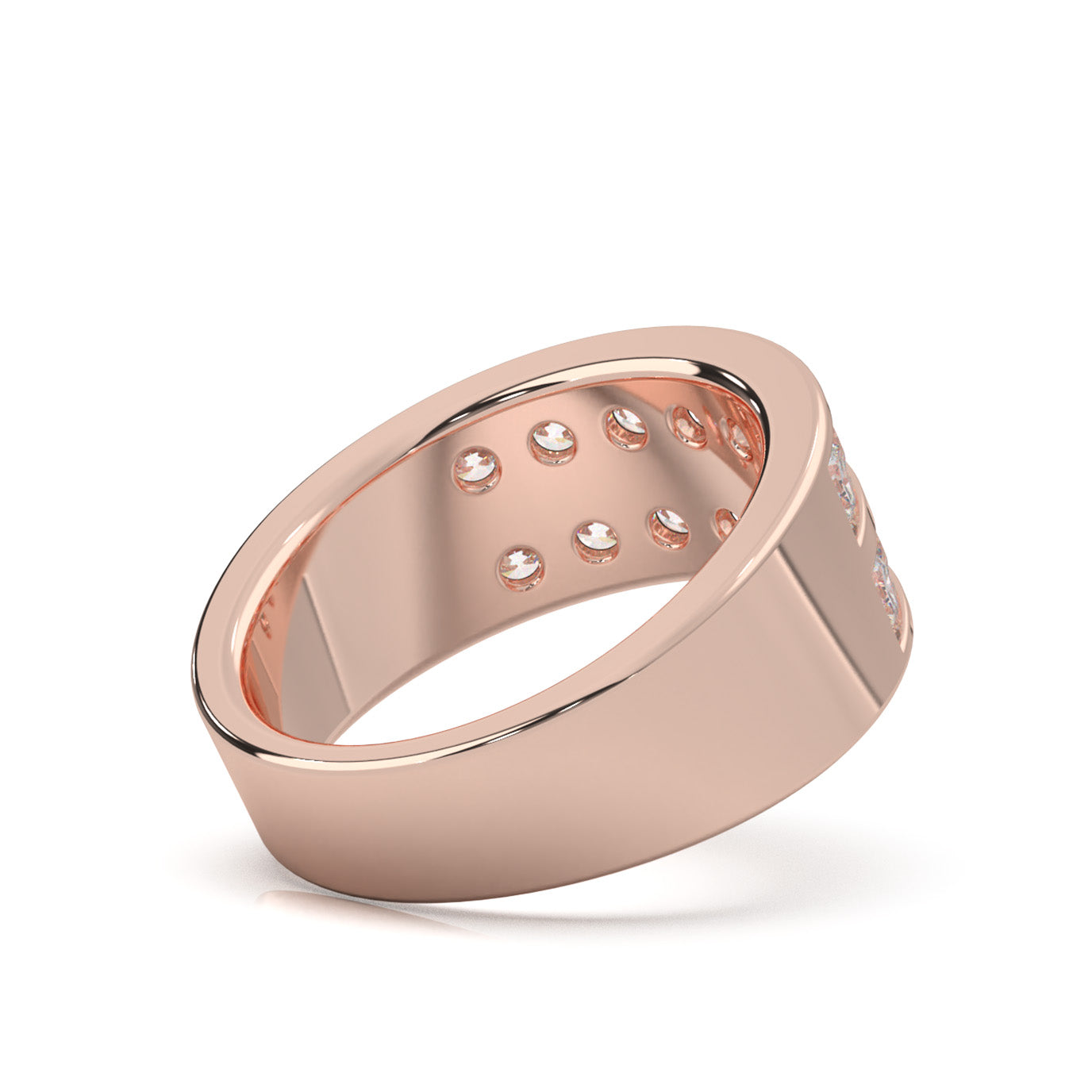 1.60 ct Moissanite 2 Row Round Cut Channel Wedding Band in 10k Rose Gold