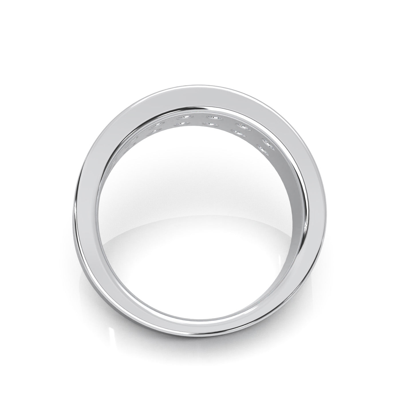 1.60 ct Lab Grown Diamond 2 Row Round Cut Channel Wedding Band in 14k White Gold