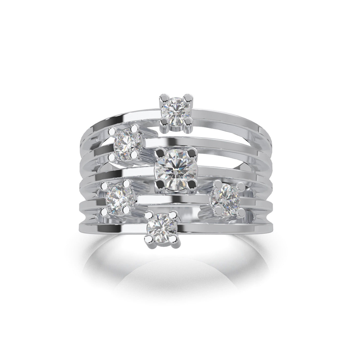 1.00 ct Natural Diamond Fancy Rings in 14k White Gold