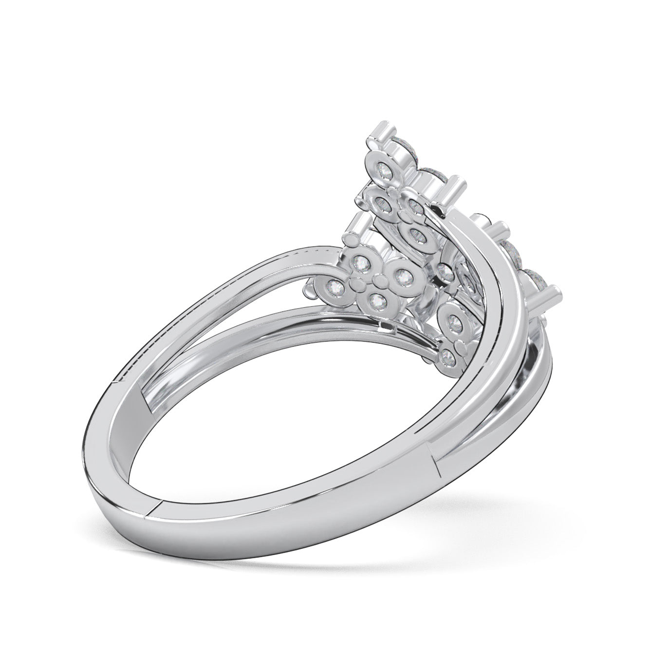 0.75 ct Moissanite Fancy Rings in 14k White Gold