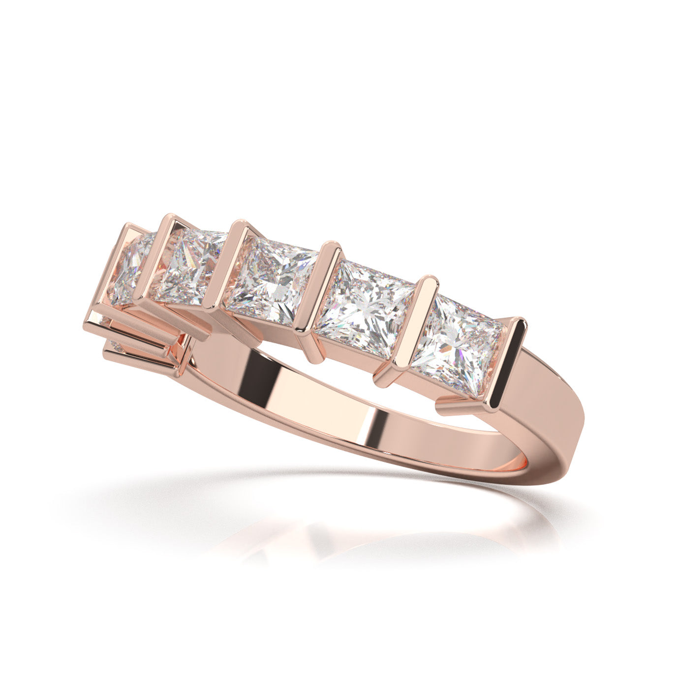 1.90 ct Moissanite Wedding Bands in 10k Rose Gold