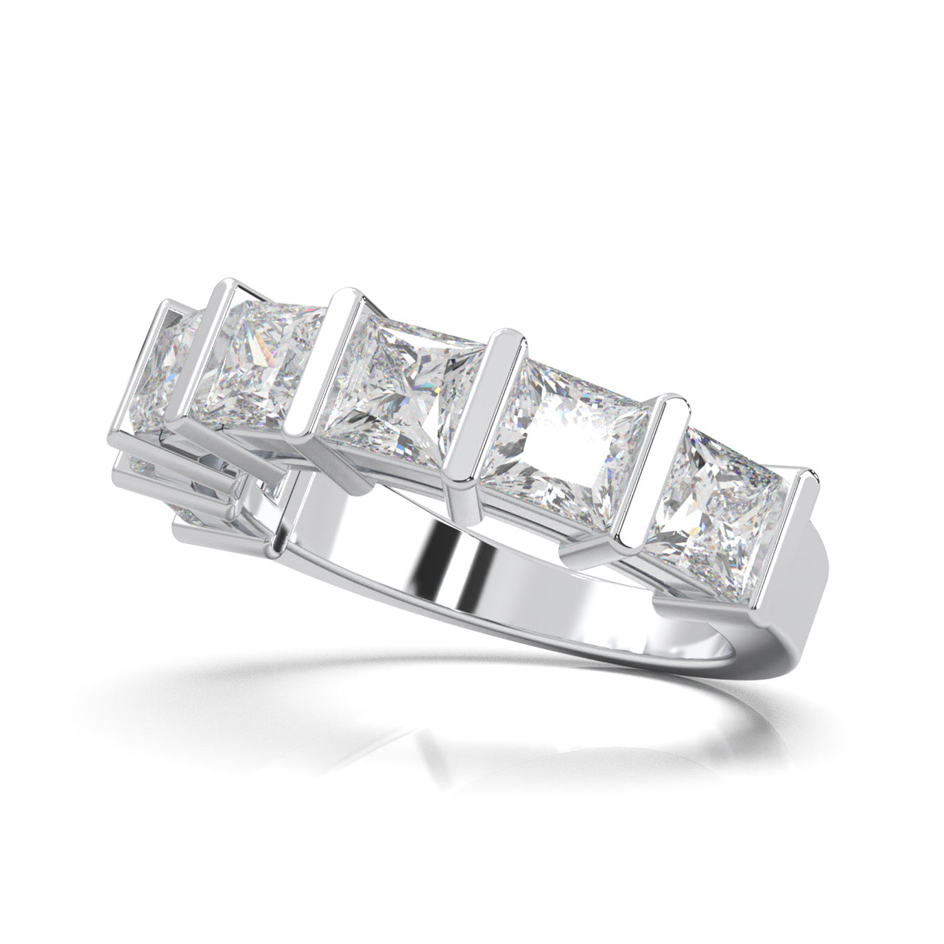 3.30 ct Natural Diamond Wedding Bands in 10k White Gold