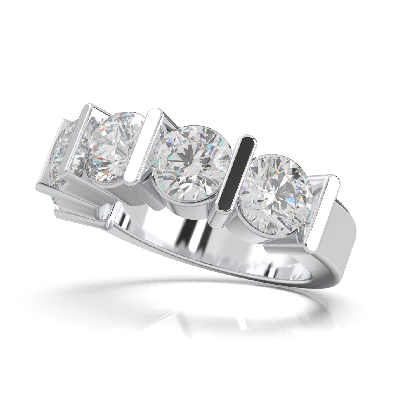 3.80 ct Natural Diamond Wedding Bands in 14k White Gold