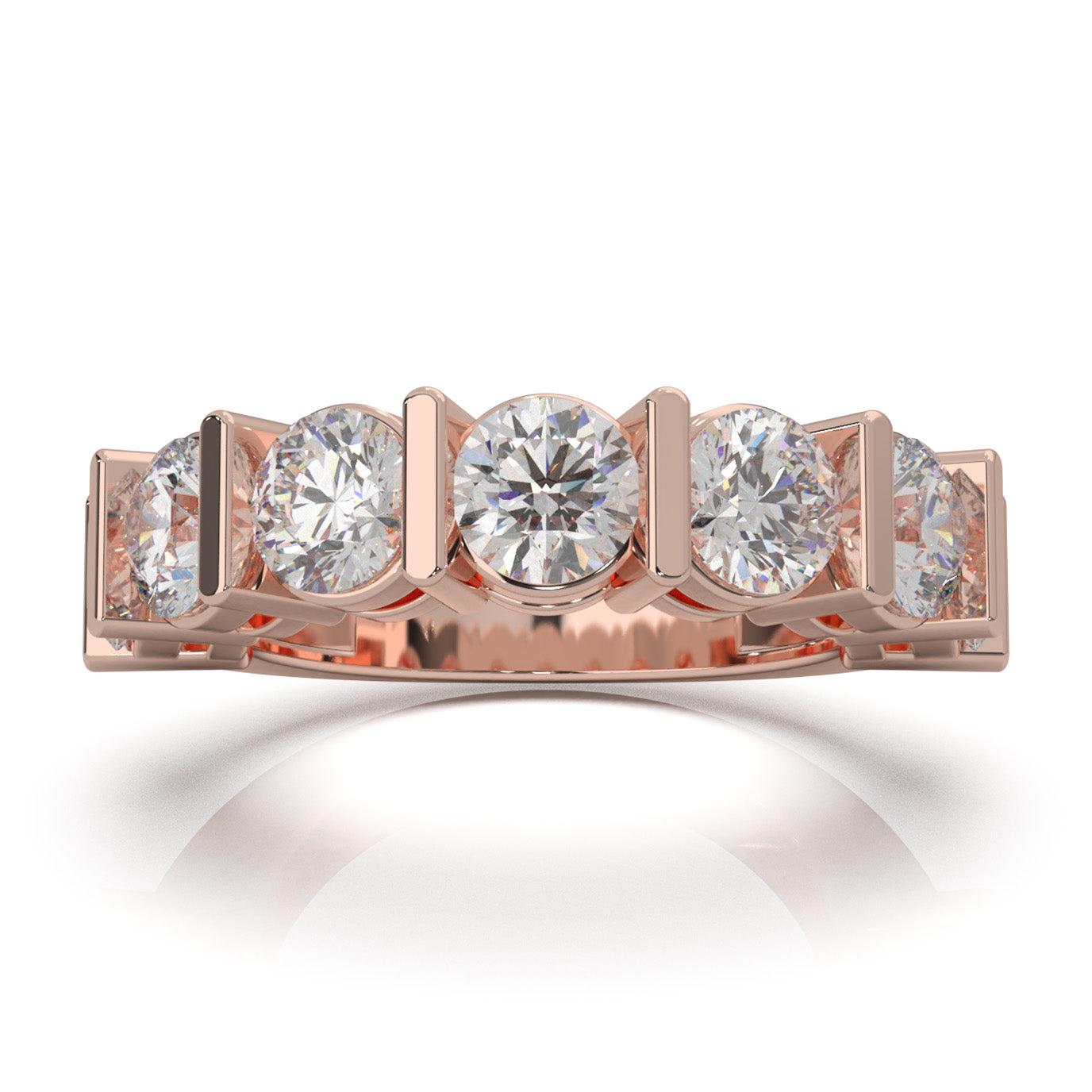 3.50 ct Natural Diamond Wedding Bands in 10k Rose Gold