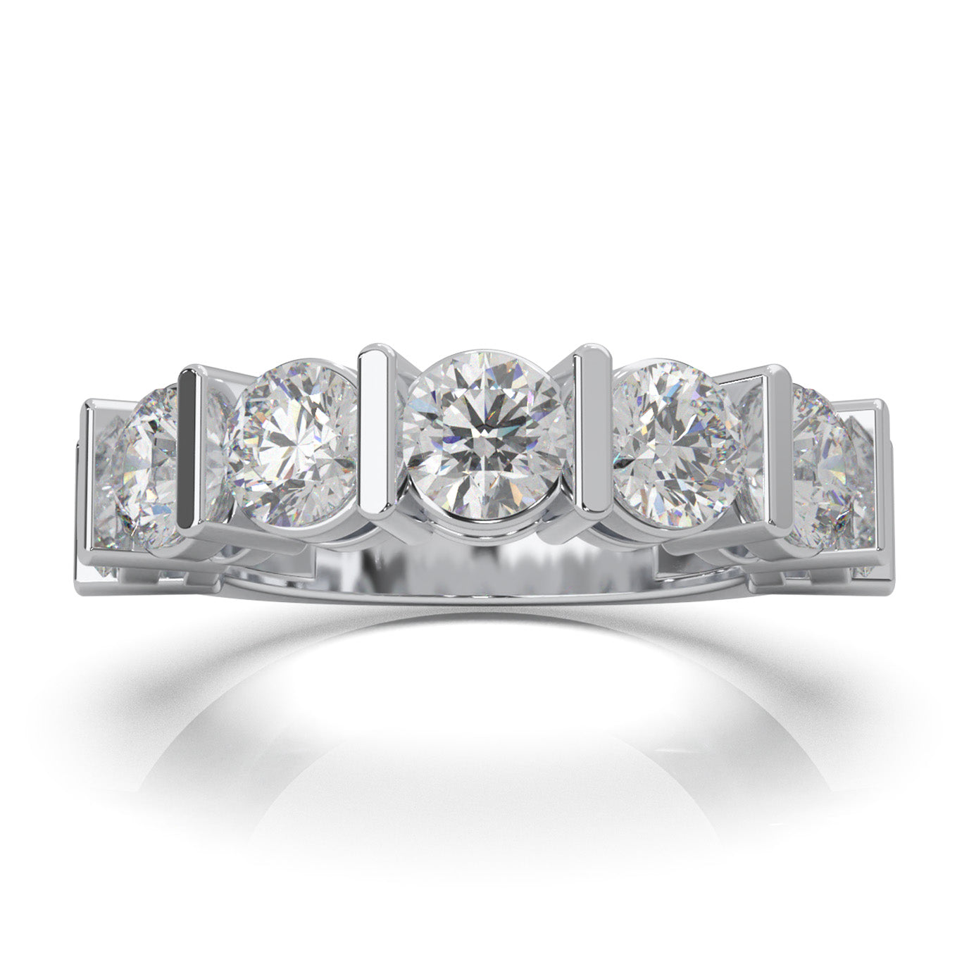3.50 ct Natural Diamond Wedding Bands in 10k White Gold