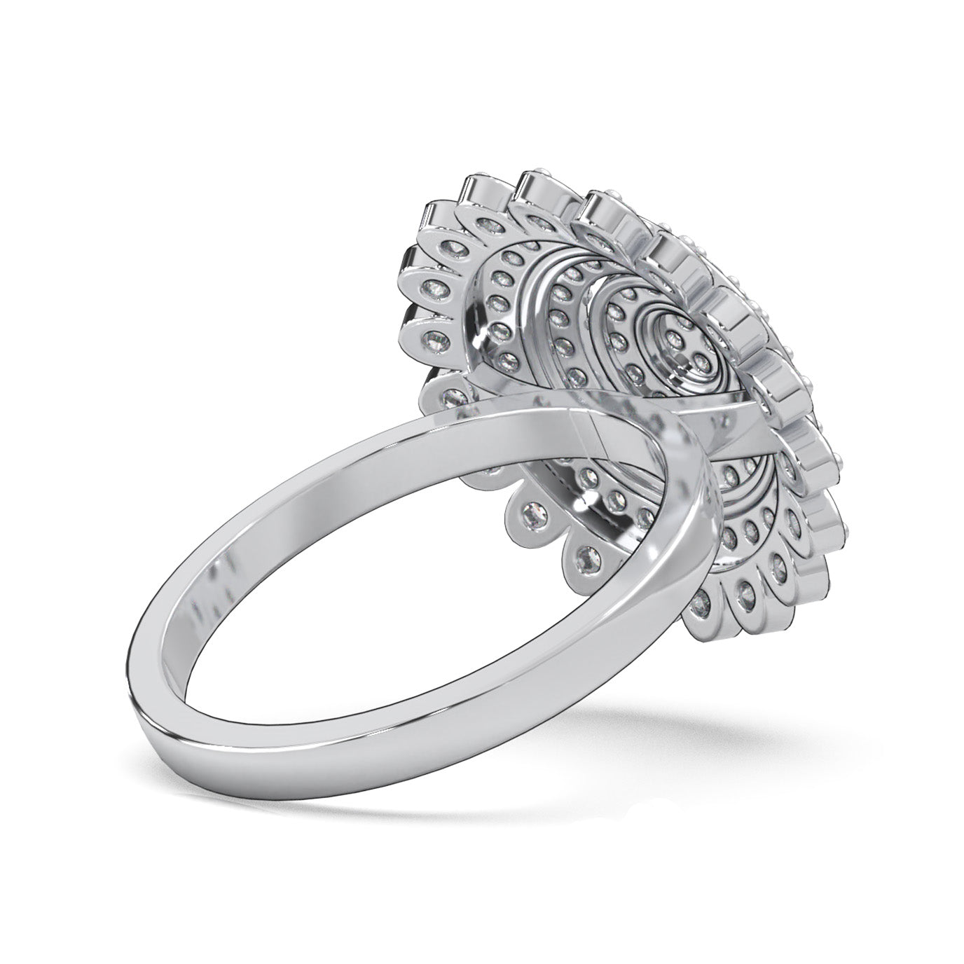 1.00 ct Natural Diamond Fancy Flower Ring in 14k White Gold