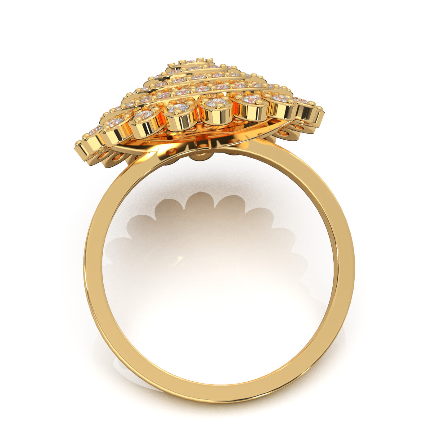 1.00 ct Natural Diamond Fancy Flower Ring in 10k Yellow Gold
