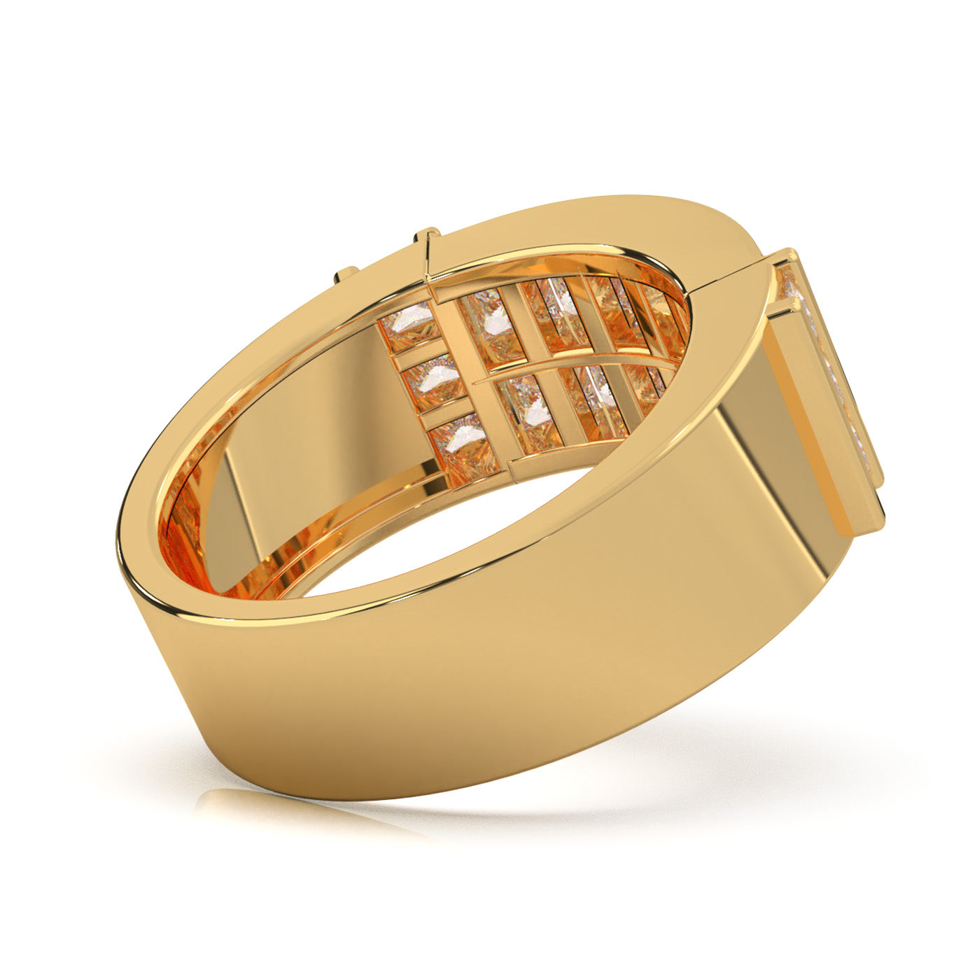 2.70 ct Natural Diamond Dual Row Princess Cut Mens Wedding Band in 14k Yellow Gold