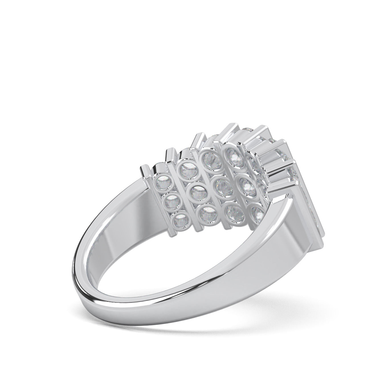 1.40 ct Natural Diamond Round Cut Bar Set Wedding Band in 10k White Gold