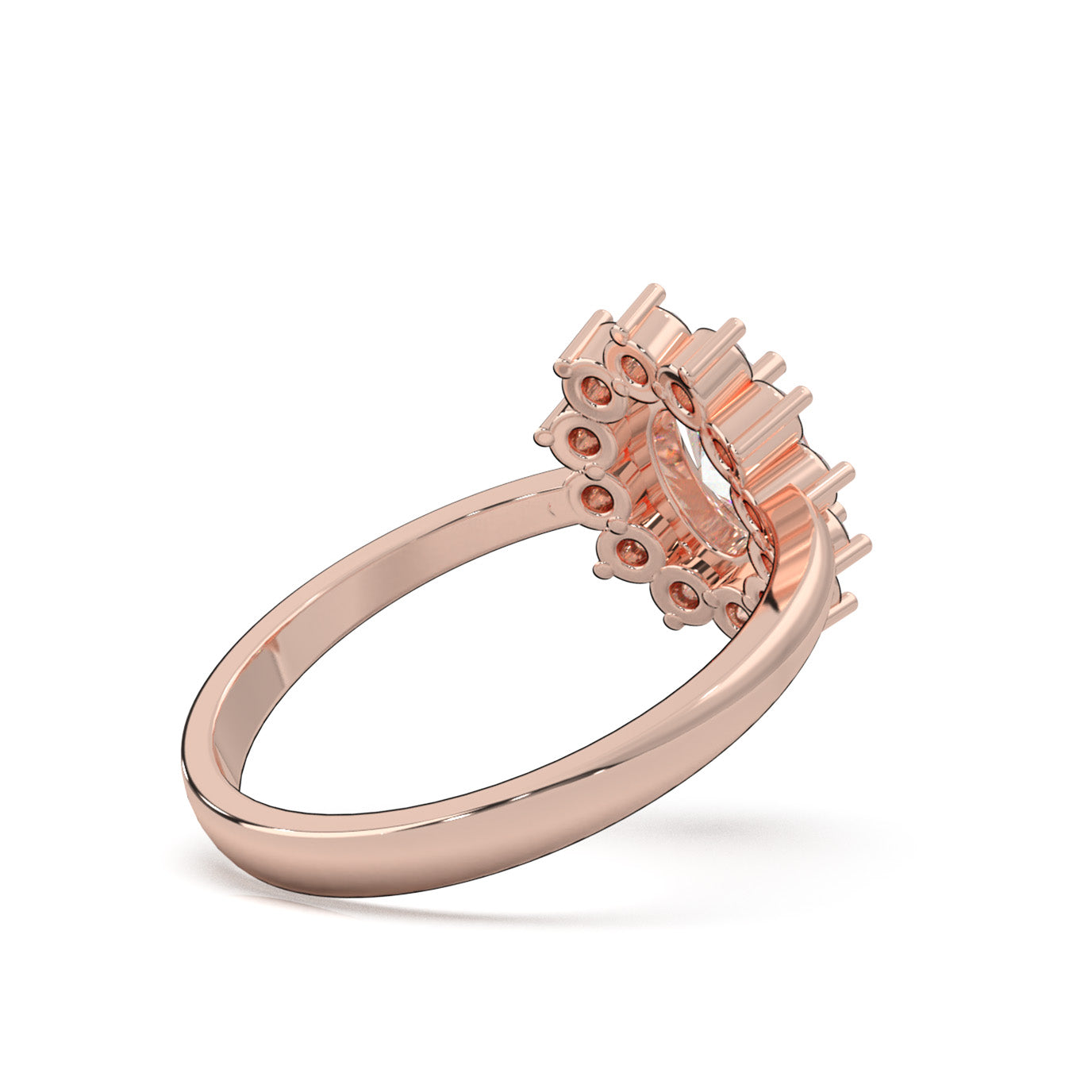 1.00 ct Natural Diamond Oval Cut Flower Ring in 10k Rose Gold