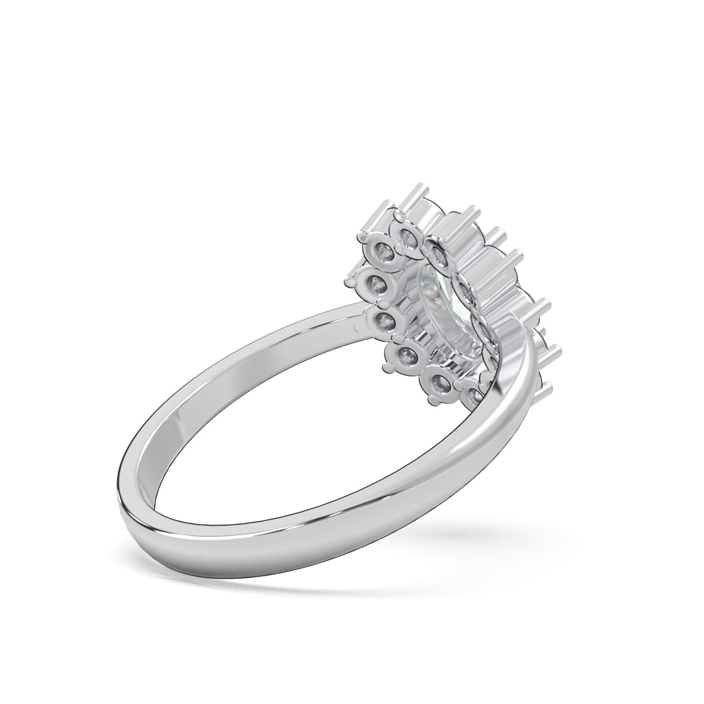 1.00 ct Natural Diamond Oval Cut Flower Ring in 14k White Gold