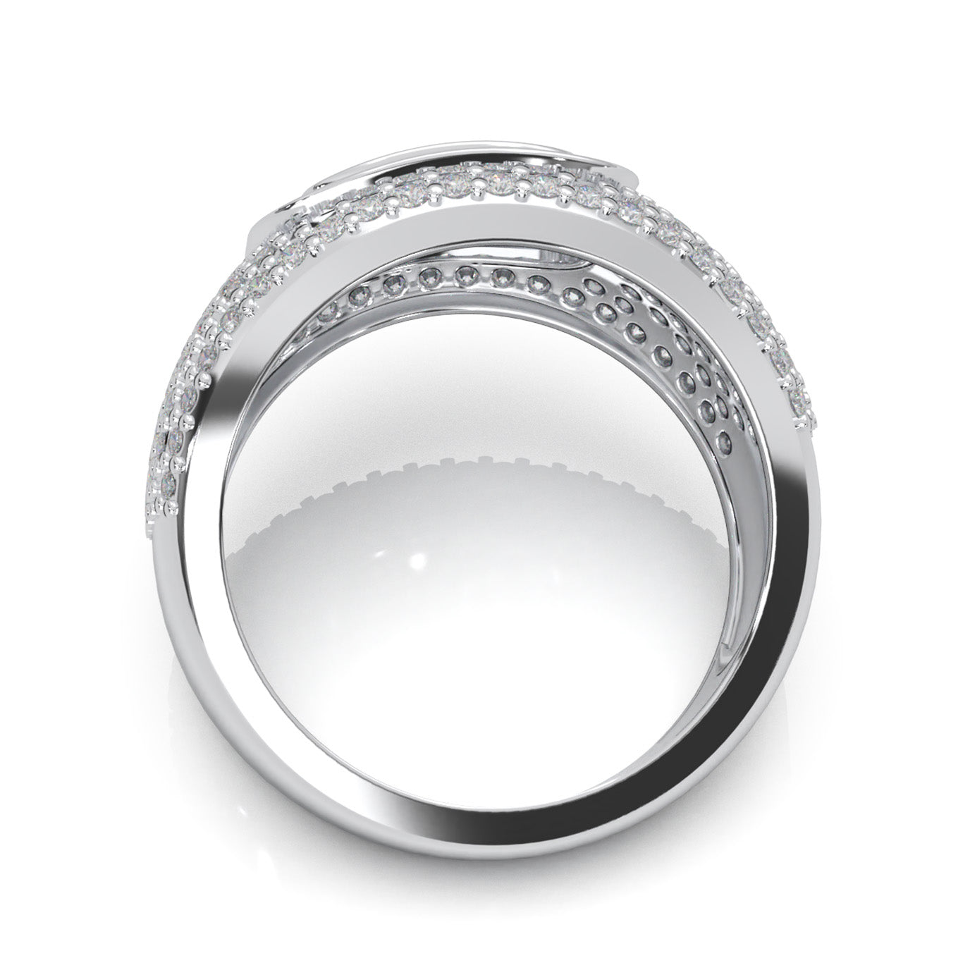 1.70 ct Moissanite Pave Mens Ring in 14k White Gold