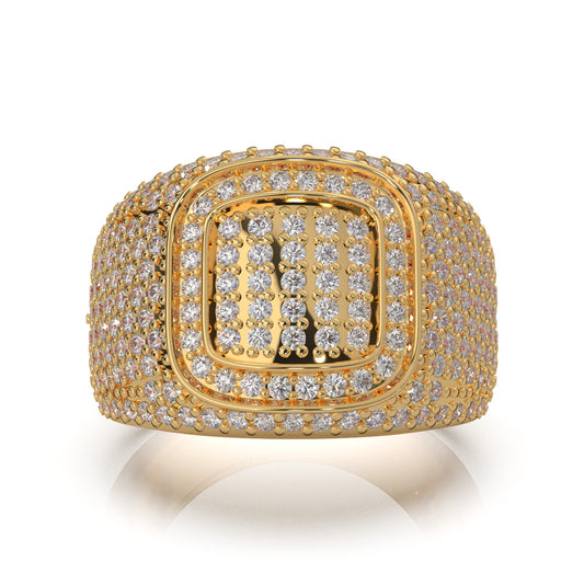 1.70 ct Moissanite Pave Mens Ring in 10k Yellow Gold