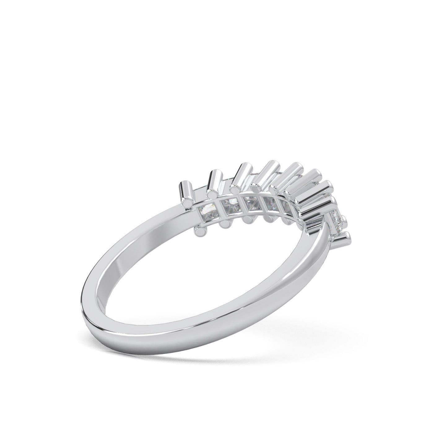 0.75 ct Moissanite 7 Stone Princess Cut Wedding Band in 10k White Gold