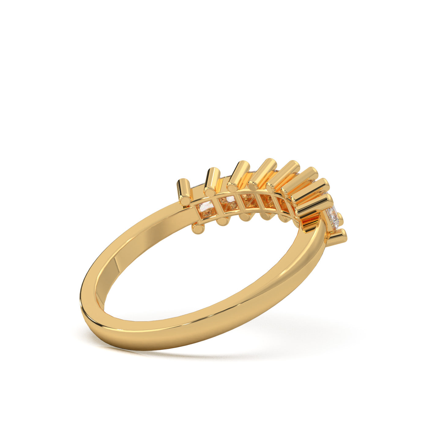 0.75 ct Moissanite 7 Stone Princess Cut Wedding Band in 10k Yellow Gold