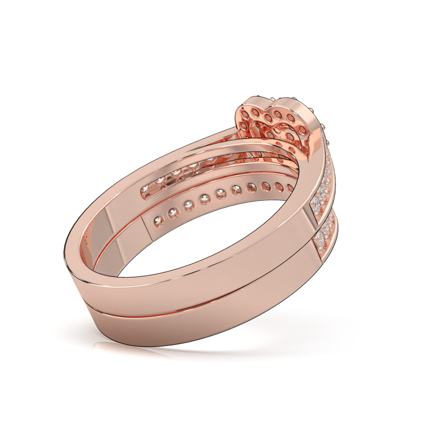 0.50 ct Moissanite Heart Cluster Womens Engagement Set in 14k Rose Gold