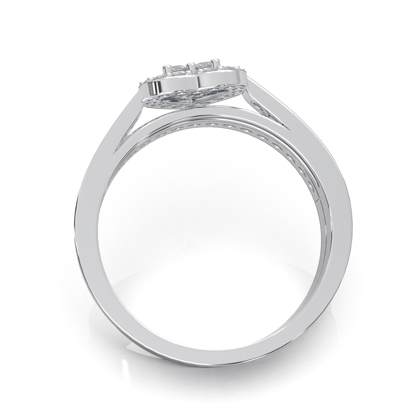 0.50 ct Lab Grown Diamond Heart Cluster Womens Engagement Set in 14k White Gold