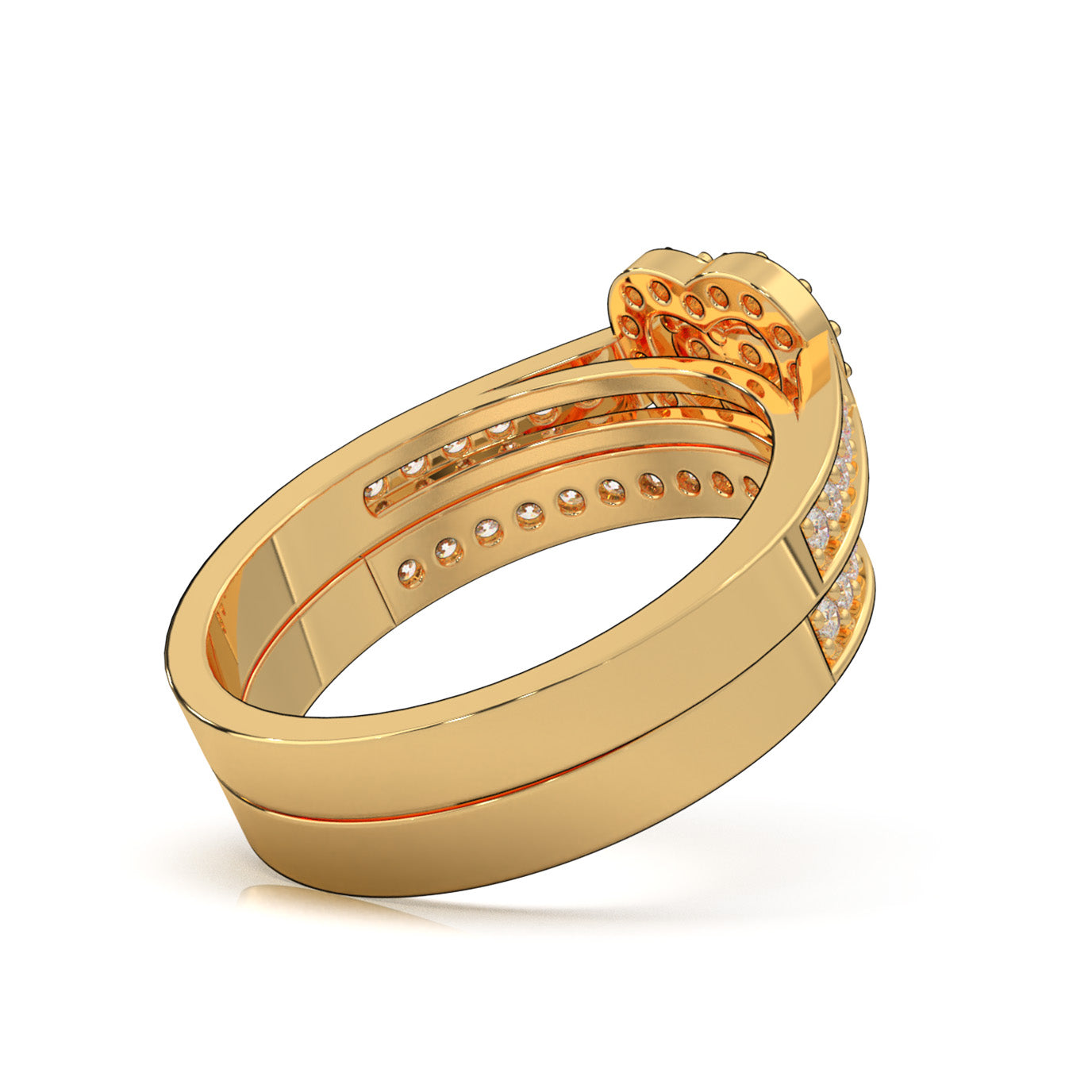 0.50 ct Lab Grown Diamond Heart Cluster Womens Engagement Set in 14k Yellow Gold