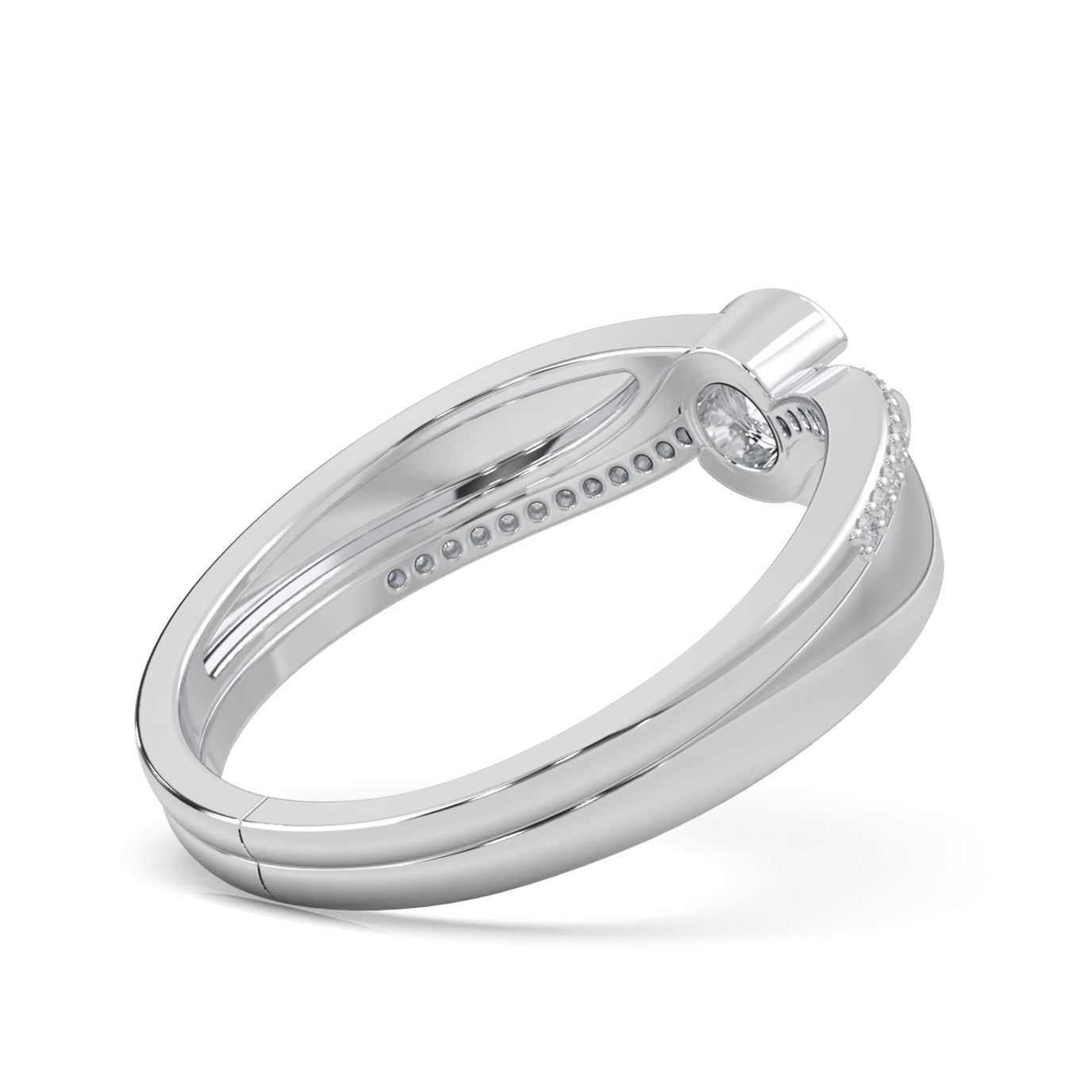 0.40 ct Natural Diamond Couples Ring Female Twist Engagement in 14k White Gold