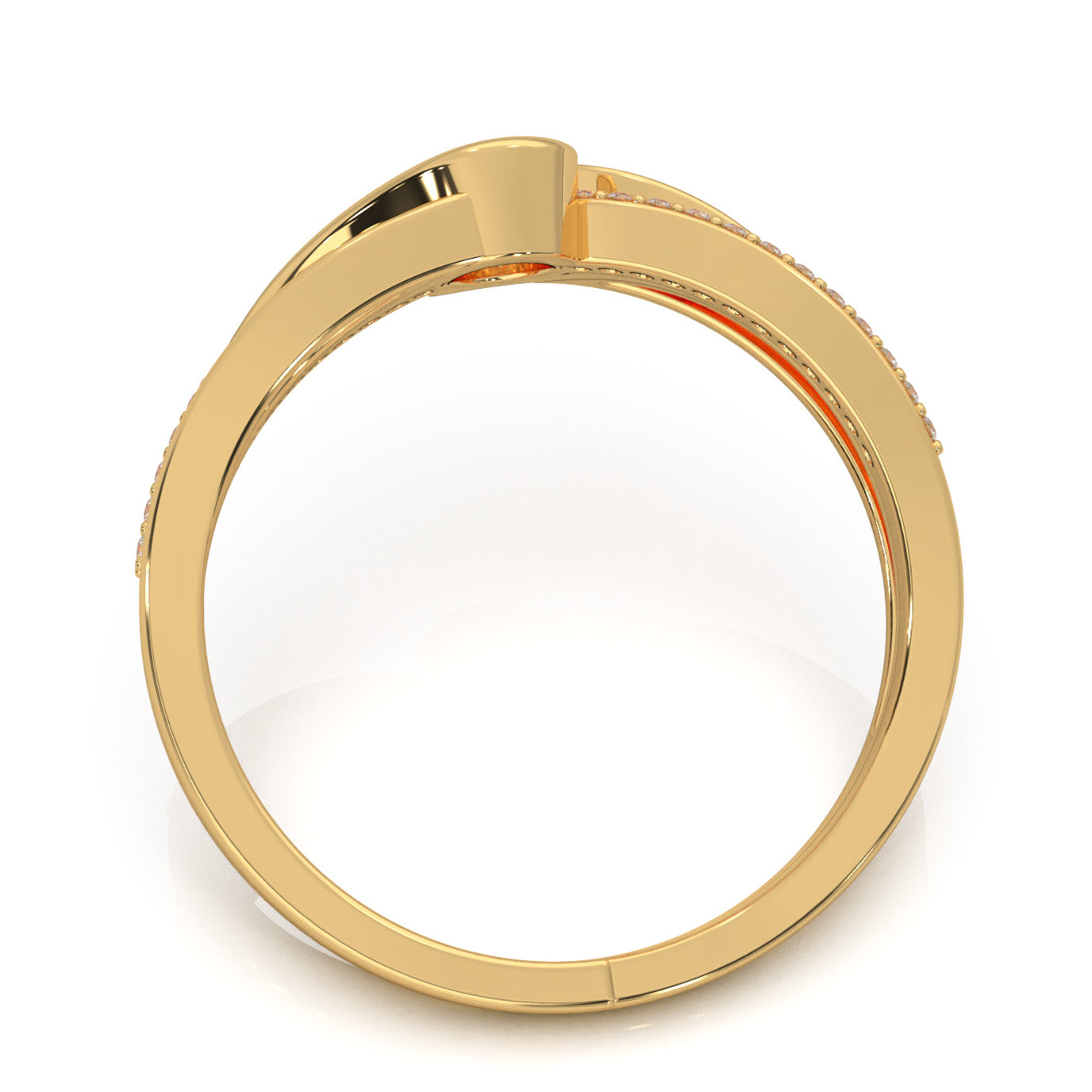 0.40 ct Moissanite Couples Ring Female Twist Engagement in 10k Yellow Gold