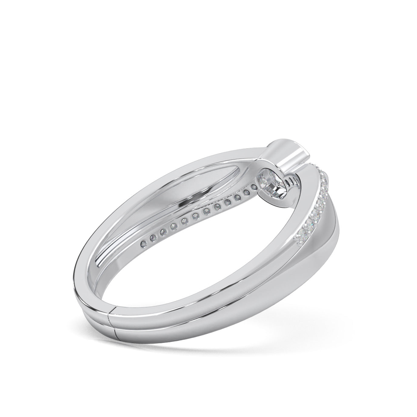 0.33 ct Moissanite Couples Ring Male Twist Engagement in 14k White Gold