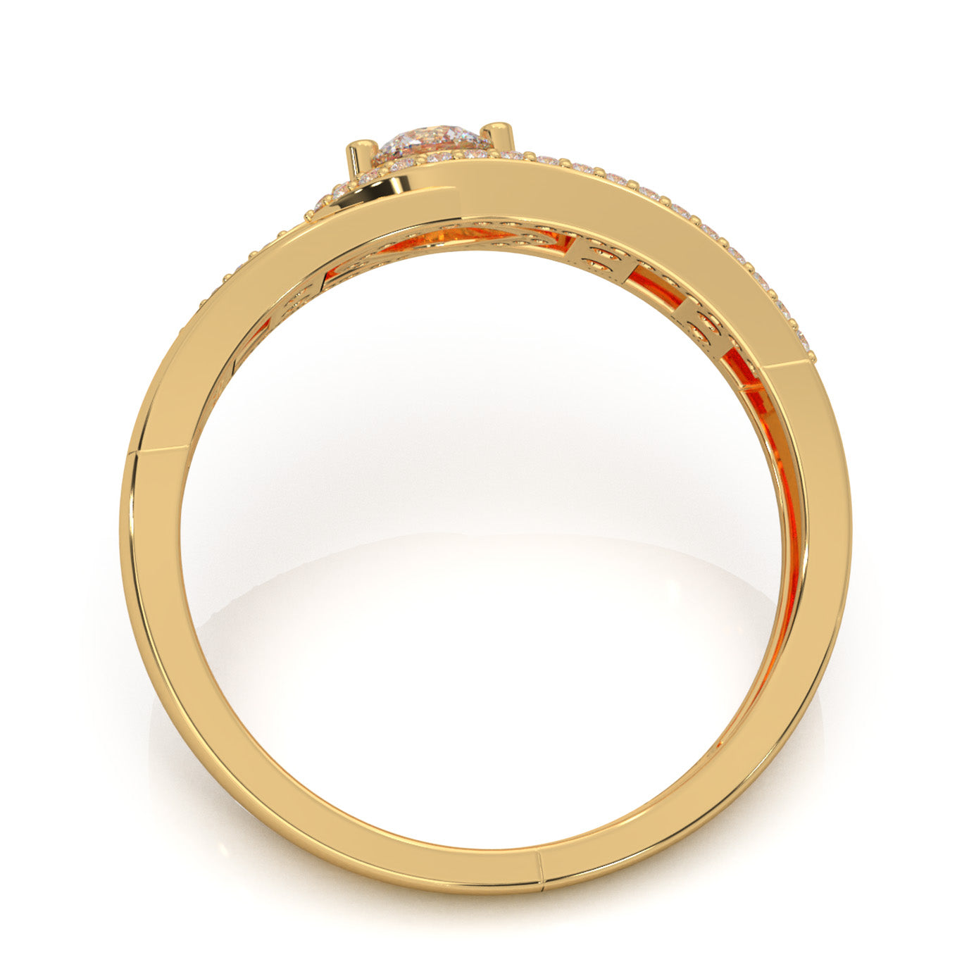 0.50 ct Lab Grown Diamond Eye Twist Couples Ring Female Engagement in 14k Yellow Gold