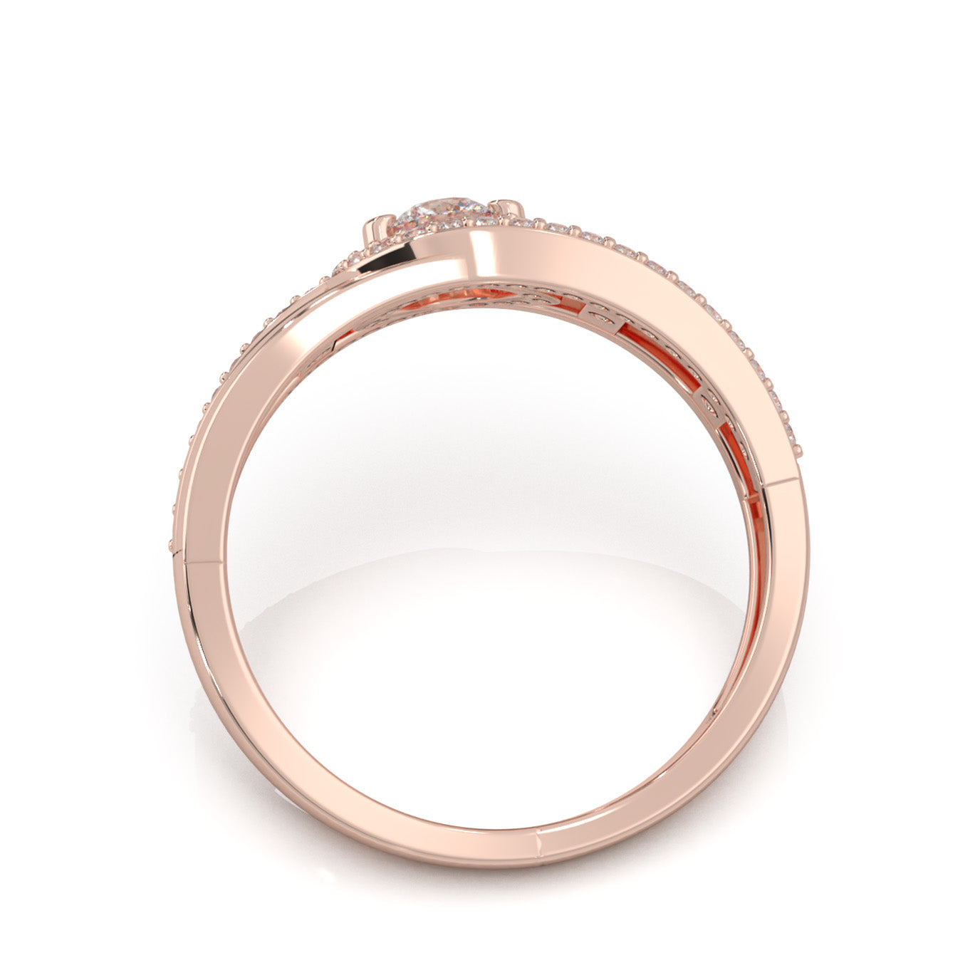 0.40 ct Moissanite Eye Twist Couples Ring Mens Engagement in 10k Rose Gold