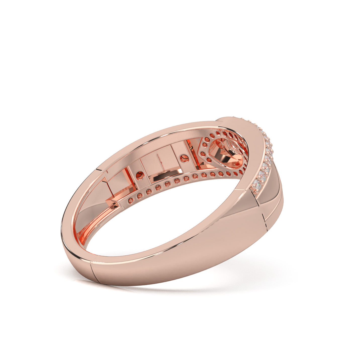 0.40 ct Moissanite Eye Twist Couples Ring Mens Engagement in 14k Rose Gold