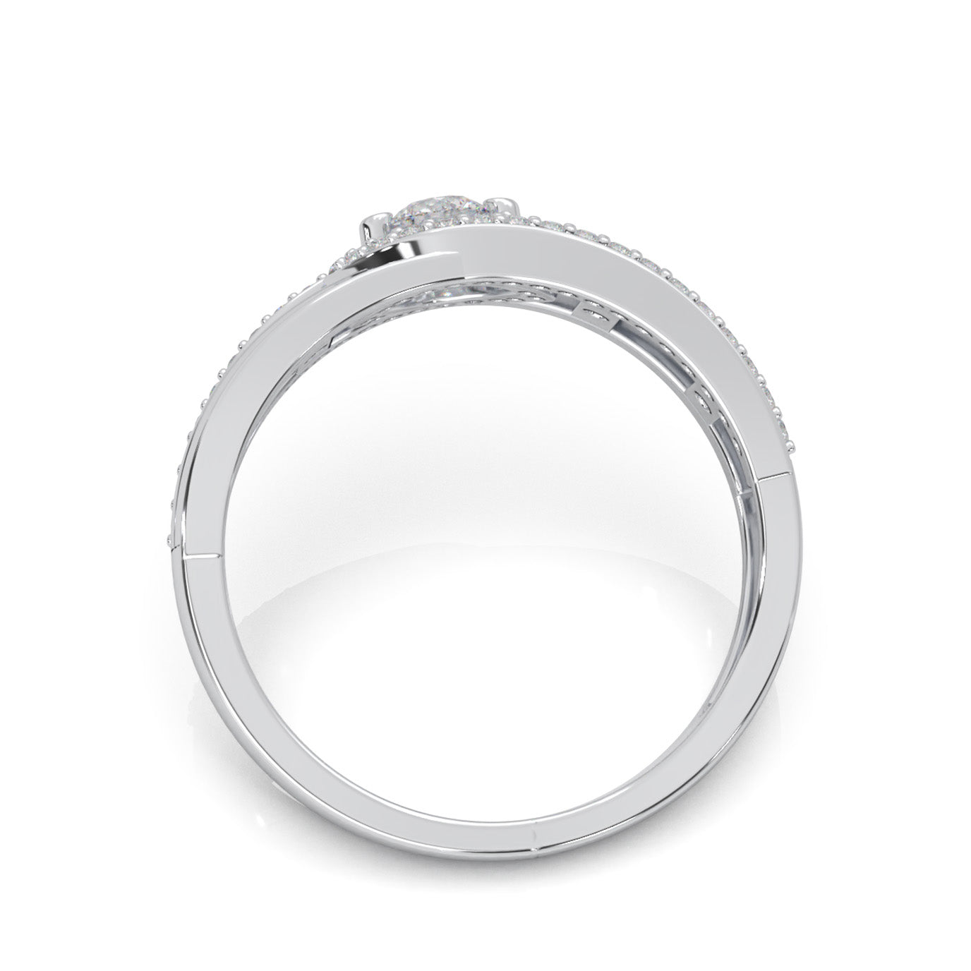 0.40 ct Moissanite Eye Twist Couples Ring Mens Engagement in 10k White Gold