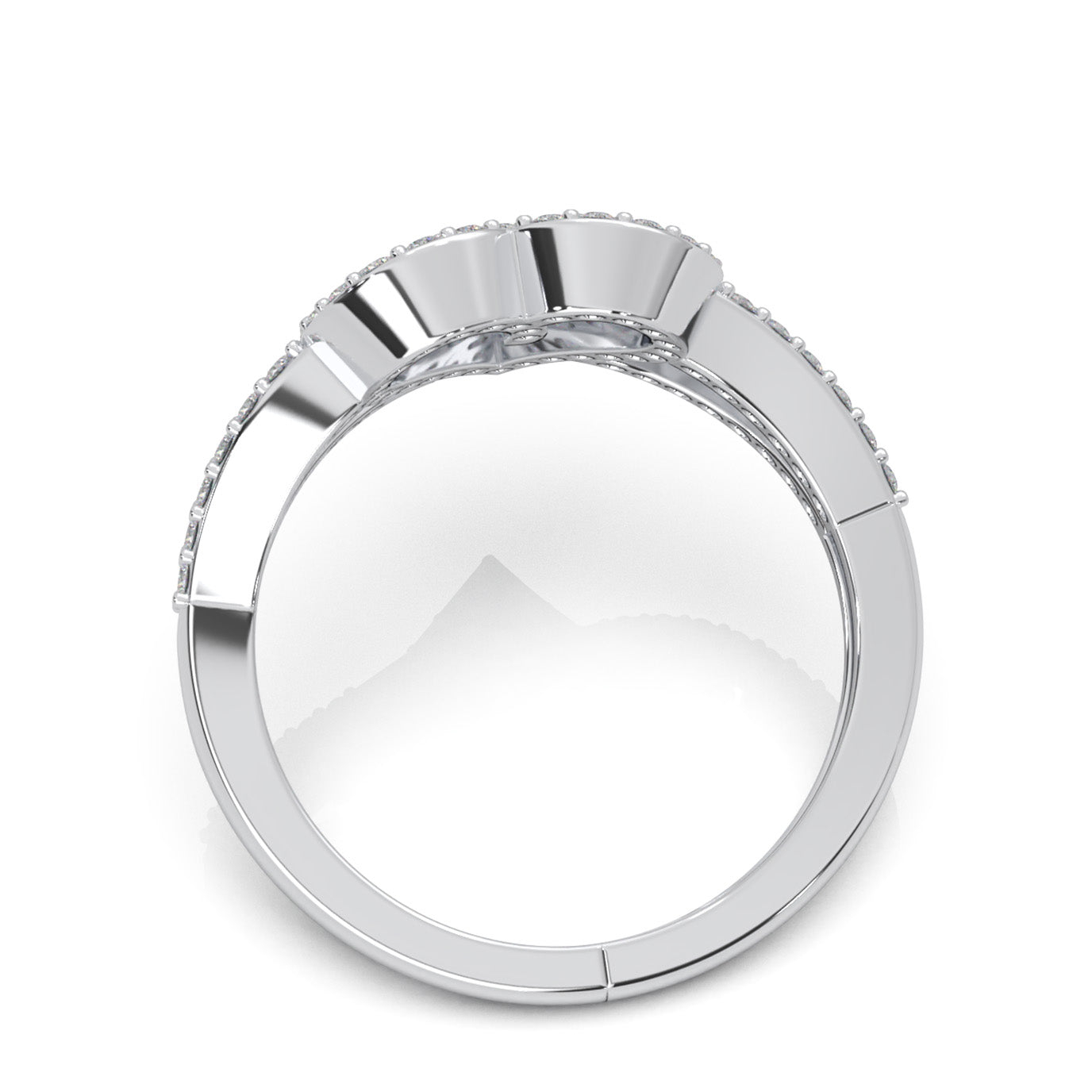 0.66 ct Natural Diamond Layered Heart Promise Ring in 14k White Gold