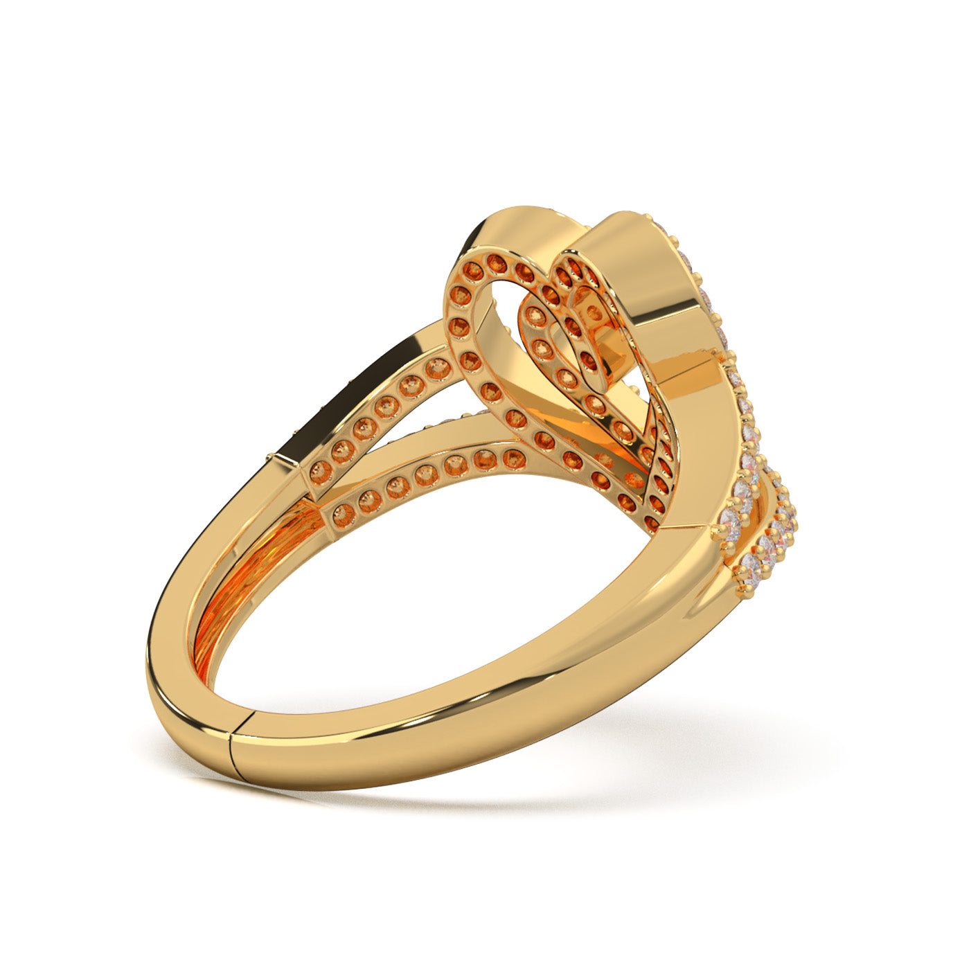 0.66 ct Lab Grown Diamond Layered Heart Promise Ring in 14k Yellow Gold