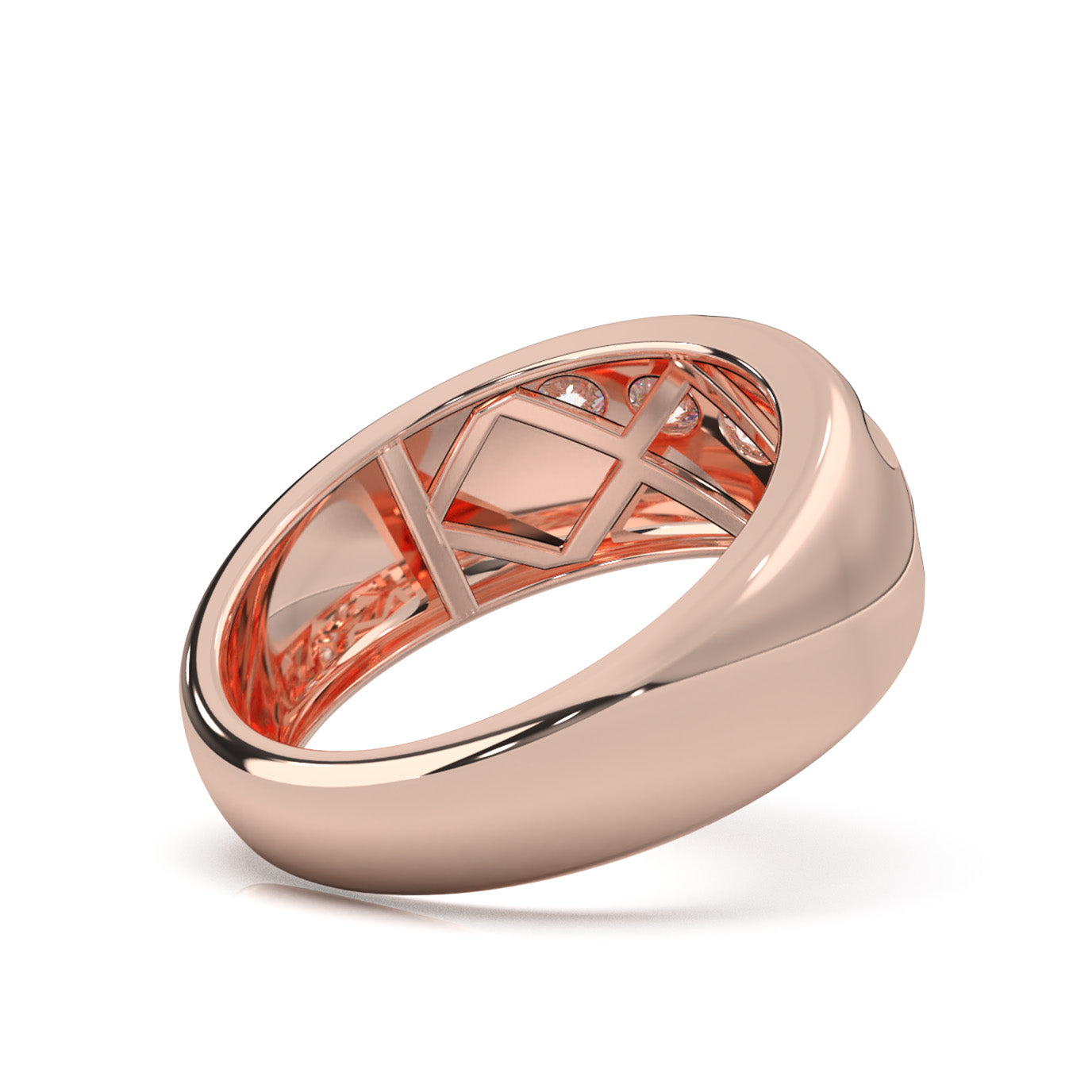 0.60 ct Lab Grown Diamond Round Cut 5 Stone Twisted Mens Wedding Band in 14k Rose Gold