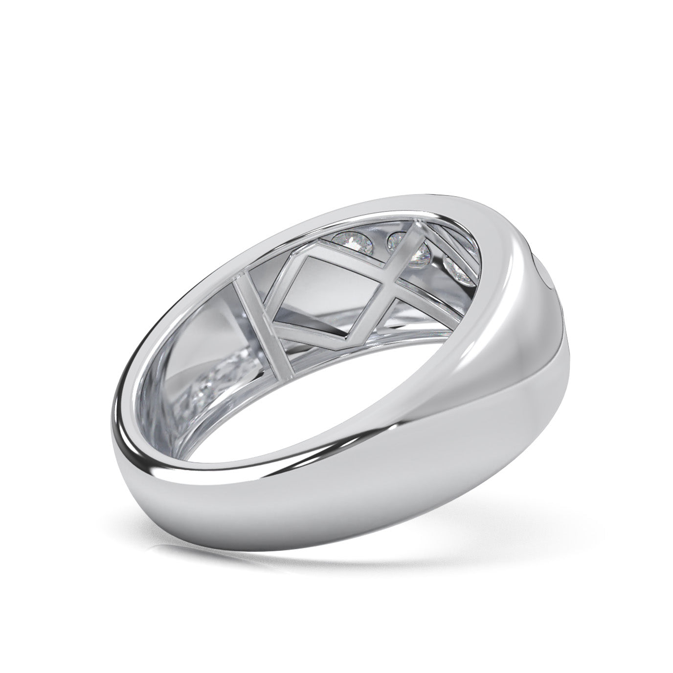 0.60 ct Moissanite Round Cut 5 Stone Twisted Mens Wedding Band in 10k White Gold