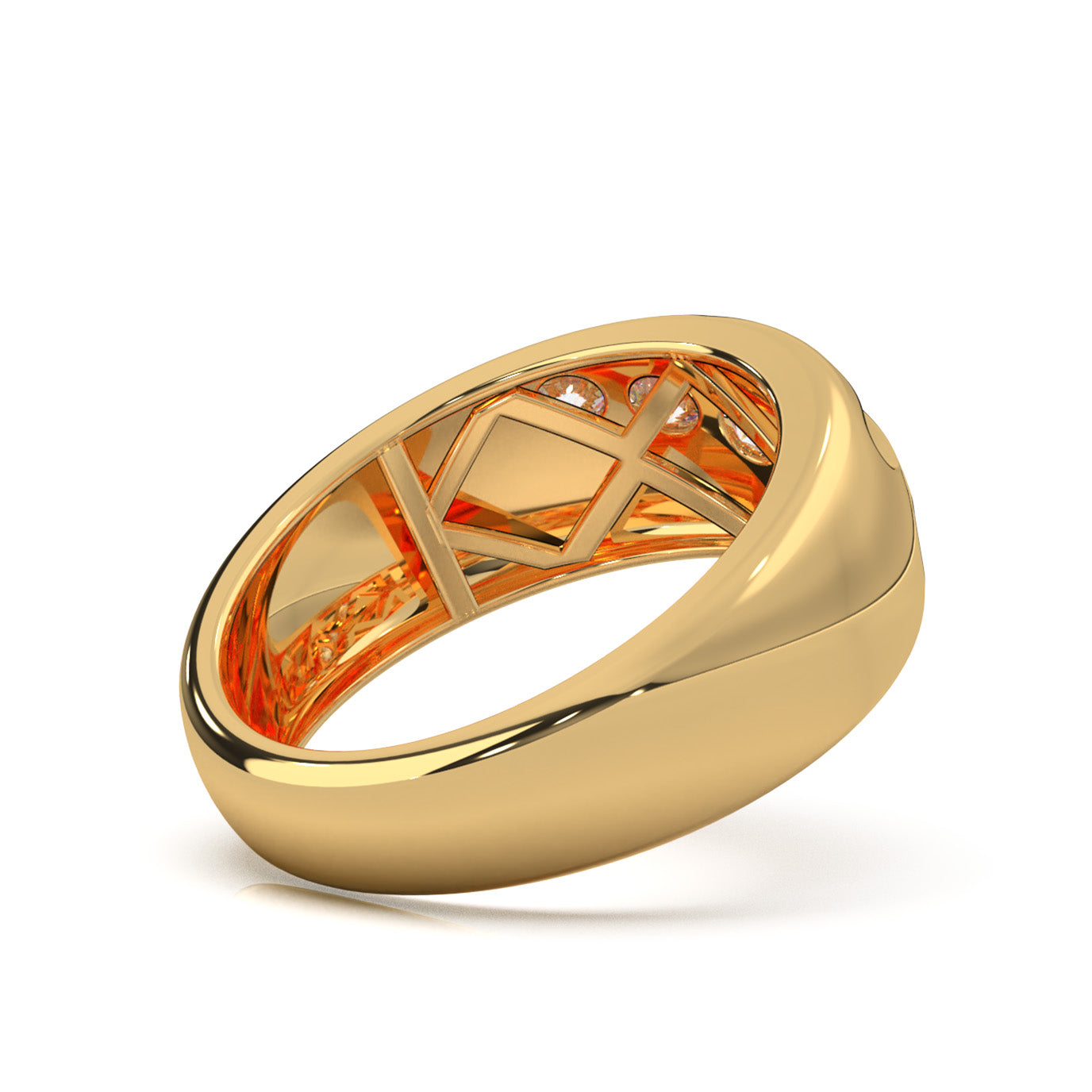 0.60 ct Natural Diamond Round Cut 5 Stone Twisted Mens Wedding Band in 14k Yellow Gold