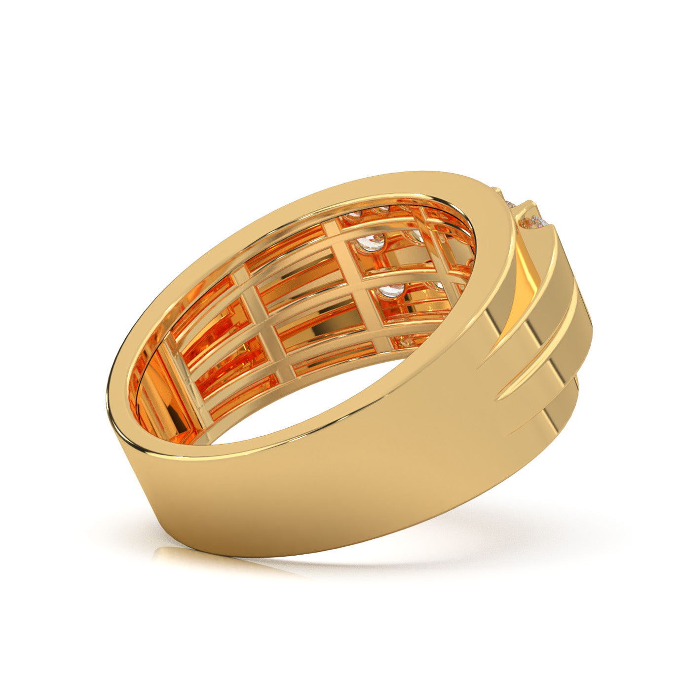 1.00 ct Moissanite Classic Bar & Channel Set Mens Wedding Band in 10k Yellow Gold