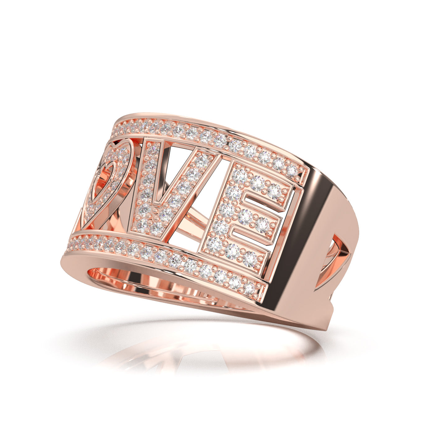 0.50 ct Lab Grown Diamond LOVE Text Wedding Band in 14k Rose Gold