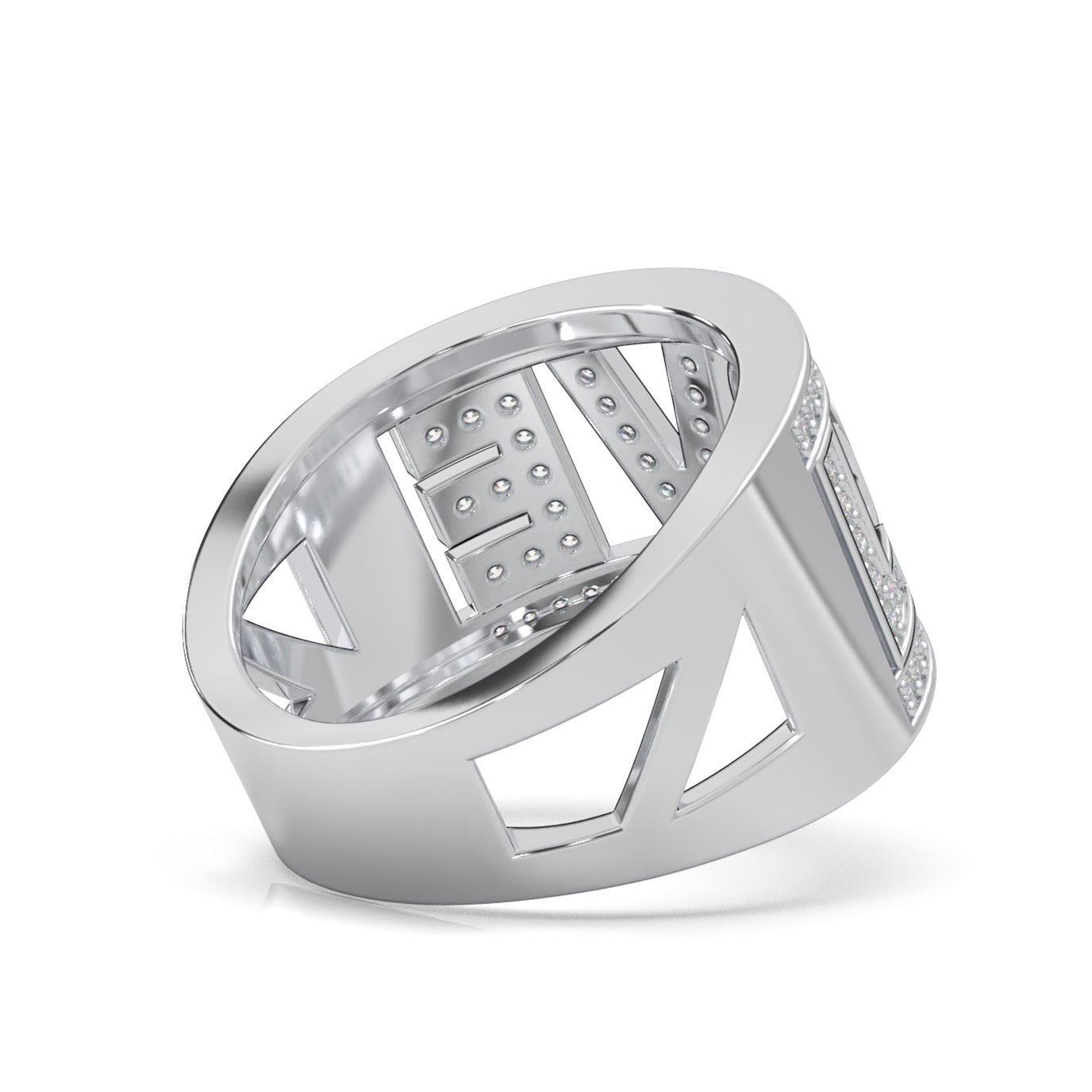 0.50 ct Moissanite LOVE Text Wedding Band in 14k White Gold